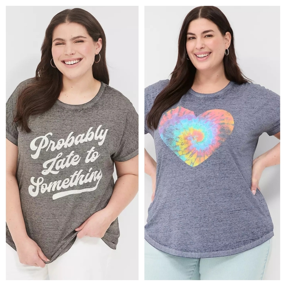 2 New Lane Bryant Graphic Tees (1 NWT)